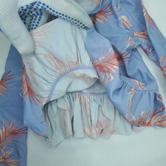 Jessica Simpson Rash Guard Shirt Girls 24M Months Purple Sun Swim Stretch Palms - Picture 3 of 10